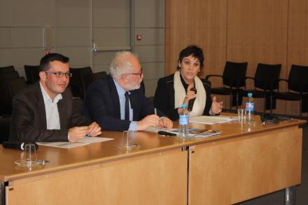 The final session included closing remarks by Freddy Montero, Deputy Minister of the Interior and the Police in Costa Rica; Hélene Bourgade, Head of the European Commission's Employment, Social Inclusion, Migration Unit; and Mario Pezzini, Director of the OECD Development Centre (left to right). 
